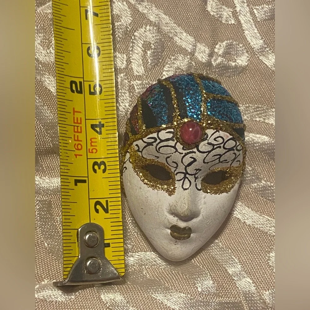 Pink Star Sapphire Glass Ceramic Masquerade Mask Brooch #7062 💋 SALE